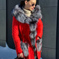 Roma Genuine Silver Fox Fur Rabbit Fur Insulated Parka in Red