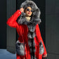 Roma Genuine Silver Fox Fur Rabbit Fur Insulated Parka in Red