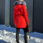 Roma Genuine Silver Fox Fur Rabbit Fur Insulated Parka in Red