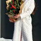 Genuine Mink Fur Rex Fur Trim Virgin Wool Coat in White