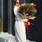 Genuine Mink Fur Rex Fur Trim Virgin Wool Coat in White