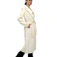 Genuine Mink Fur Rex Fur Trim Virgin Wool Coat in White