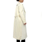 Genuine Mink Fur Rex Fur Trim Virgin Wool Coat in White