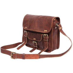 Gray leather sling messenger bag by Classy Leather Bags with adjustable strap and multiple compartments for daily use.