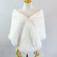 Light Ivory Bridal Fur Shawl with Fleece Lining (Butterfly Ivy07)
