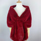 Red Bridal Fur Shawl with Fleece Lining (Audrey Red05)