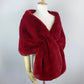 Red Bridal Fur Shawl with Fleece Lining (Audrey Red05)