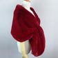 Red Bridal Fur Shawl with Fleece Lining (Audrey Red05)