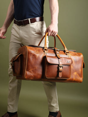 Berlin Leather Weekender Duffle Bag
