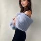 Soft Grey Faux Fur Shawl / Wrap with hooks and eyes (Lilian Gry07)