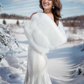 Bridal Pure Ivory Fur Shawl (Diana Ivy07)