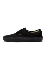 Denim Exchange men's Vans Authentic sneakers in triple black, low-top canvas design with white sole
