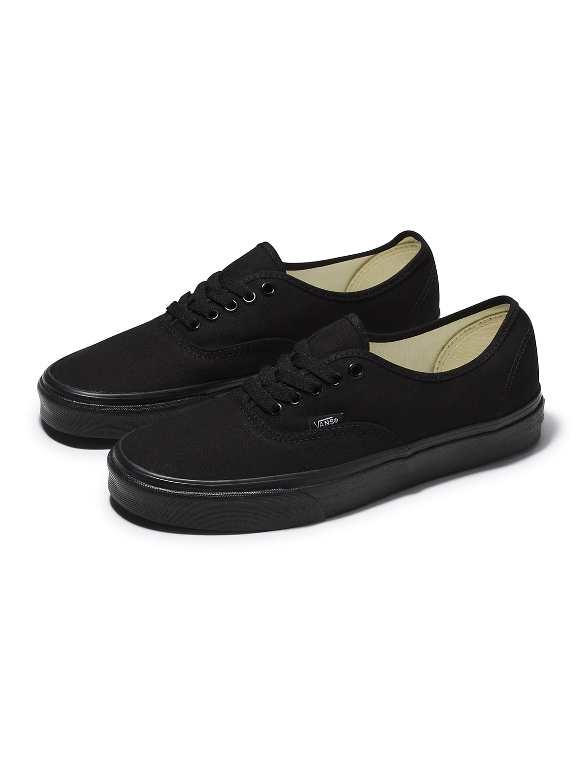 Denim Exchange Vans Men's Authentic Triple Black sneakers, low-top canvas shoes with black rubber sole