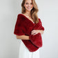 Red Bridal Fur Shawl with Fleece Lining (Audrey Red05)