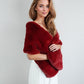 Red Bridal Fur Shawl with Fleece Lining (Audrey Red05)