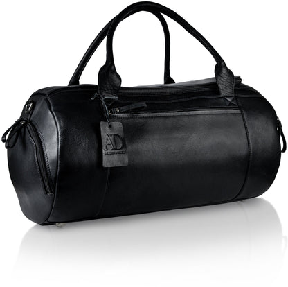 Genuine Leather Travel Duffel Bag – Shoe Compartment, Hidden AirTag Pocket