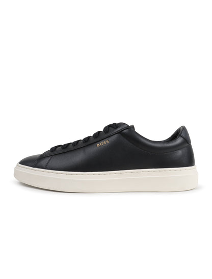Black Hugo Boss Kieran Tenn men's footwear shoes with sleek design and lace-up style, perfect for casual and smart looks.