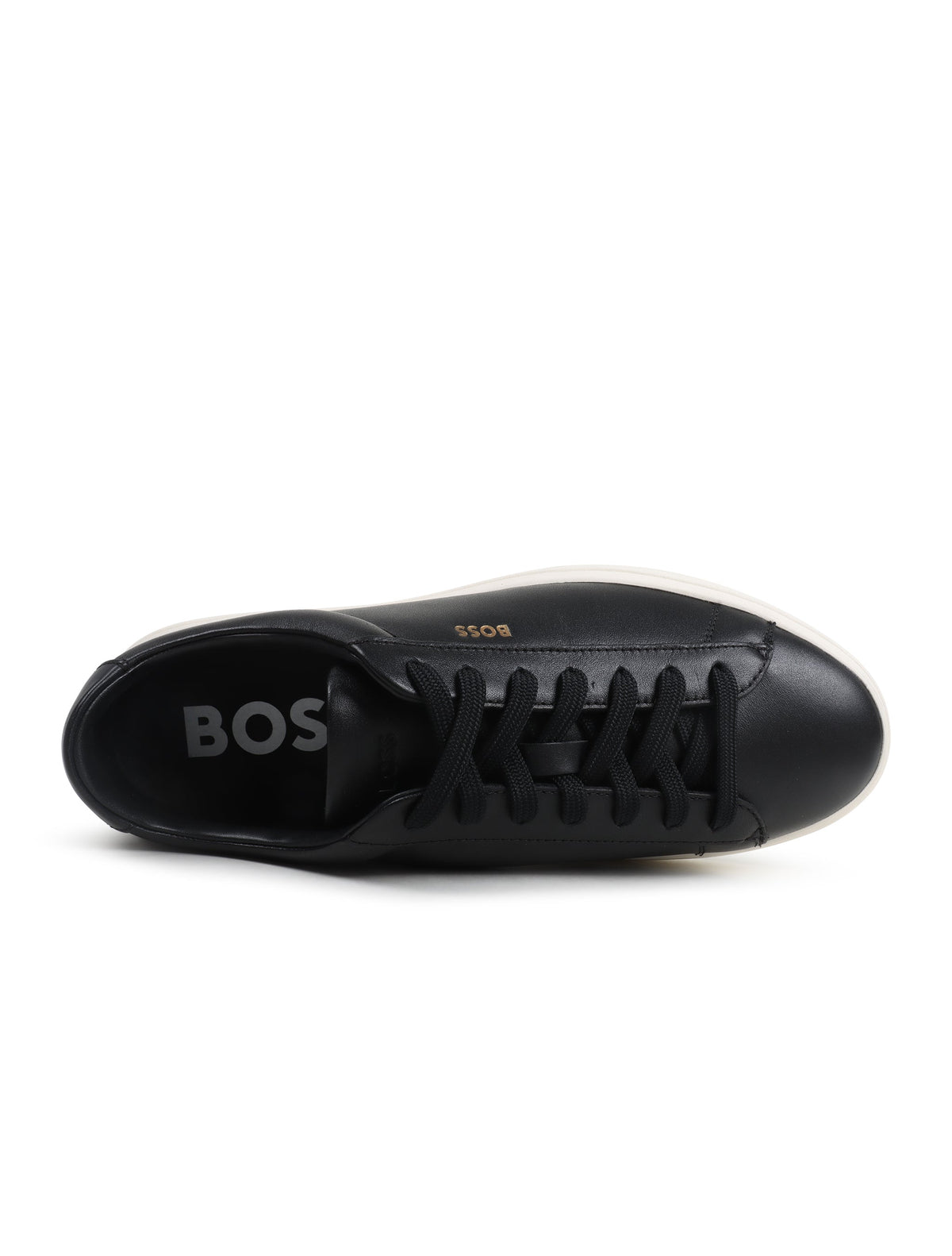 Black Hugo Boss Kieran Tenn men's shoes with sleek design, showcased in a close-up image.