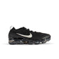 Nike Womens Air Vapormax 2023 FK black and anthracite running shoes, featuring breathable mesh uppers and Nike Air cushioning.