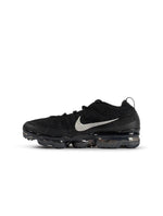 Black and anthracite Nike Women's Air Vapormax 2023 FK sneakers, showcasing breathable mesh and responsive sole.