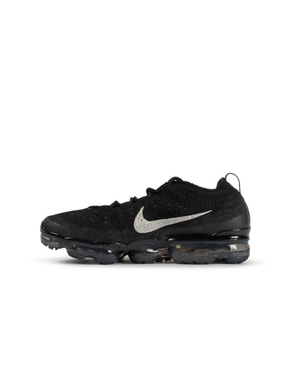 Black and anthracite Nike Women's Air Vapormax 2023 FK sneakers, showcasing breathable mesh and responsive sole.
