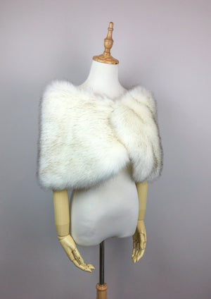 Ivory with Black Tips Faux Fur Wrap (Serena Wht03)
