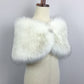 Ivory with Black Flower Girl / Junior Bridesmaid Fur Shawl (Kid Wht03)