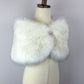 Ivory with Black Flower Girl / Junior Bridesmaid Fur Shawl (Kid Wht03)