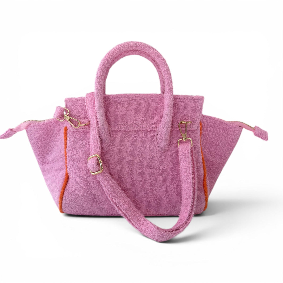 BEACH HAUS Cabana Tote Mini in Bubblegum pink, compact woven tote bag with sturdy handles