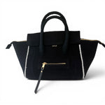BEACH HAUS Cabana Tote Mini in black, compact woven tote bag with top handles
