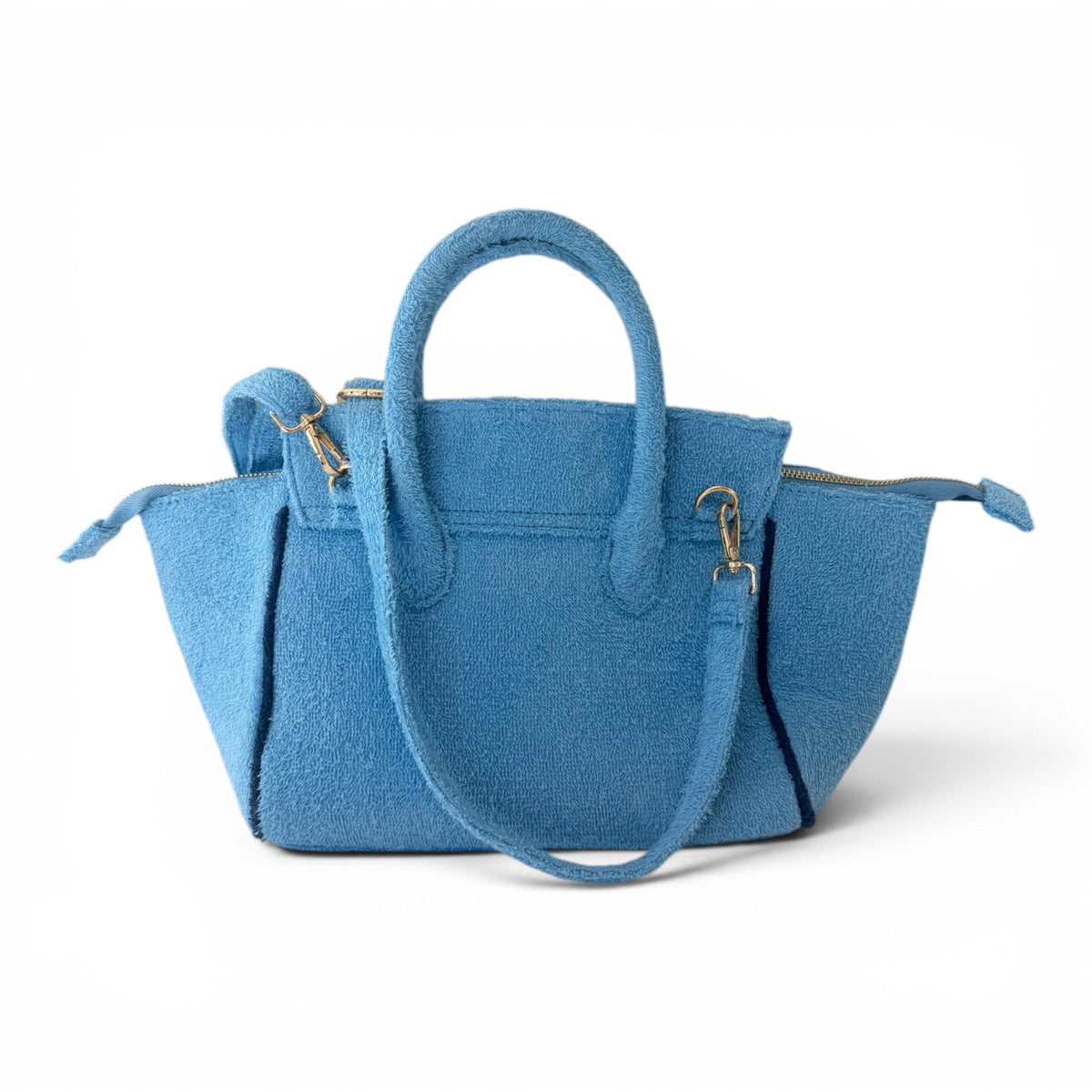 BEACH HAUS Cabana Tote Mini in sky blue, compact woven tote bag with sturdy handles