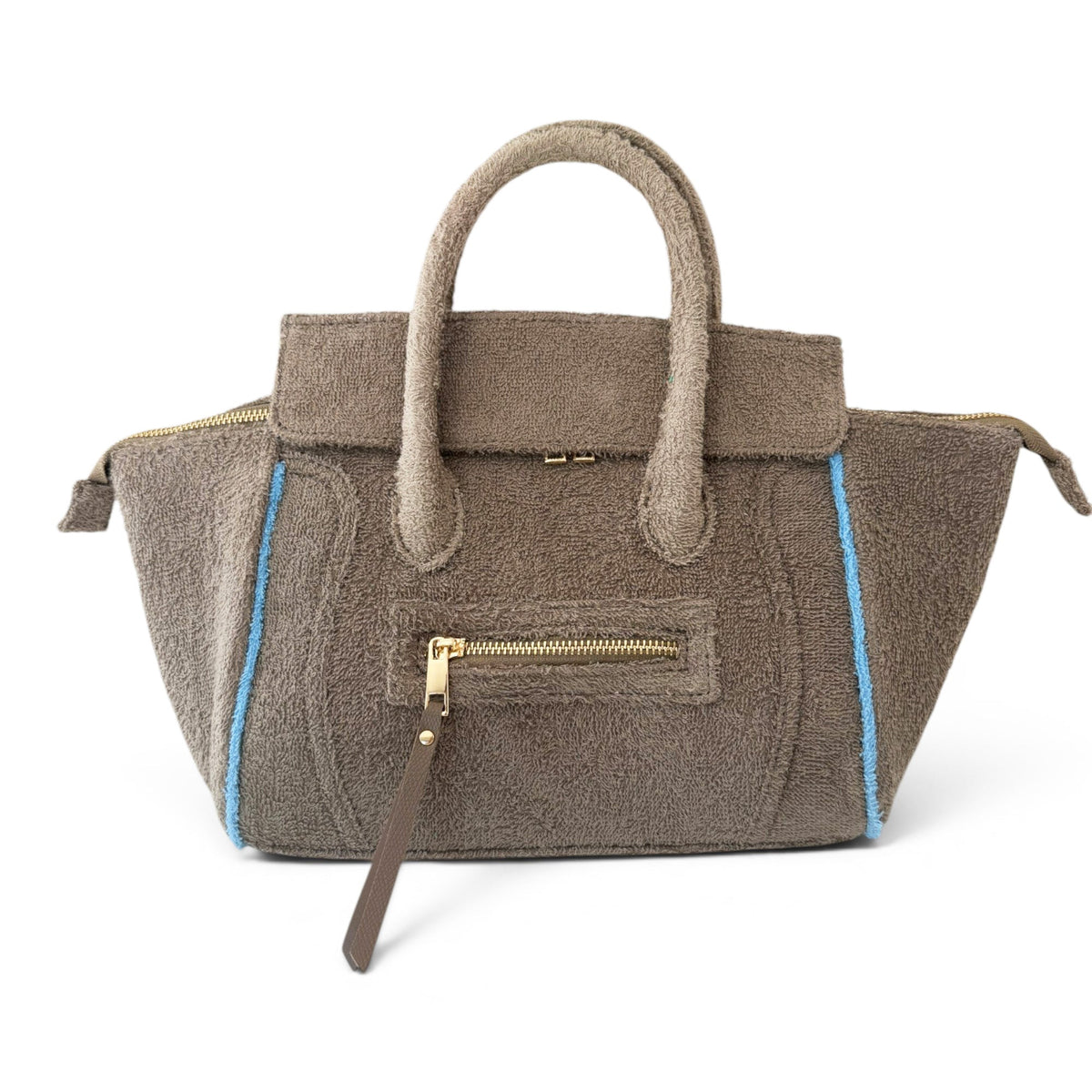 BEACH HAUS Cabana Tote Mini in tobacco brown, compact woven tote bag with structured handles