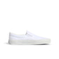 Men's Vans Classic Slip-On in true white canvas with elastic side panels and rubber sole