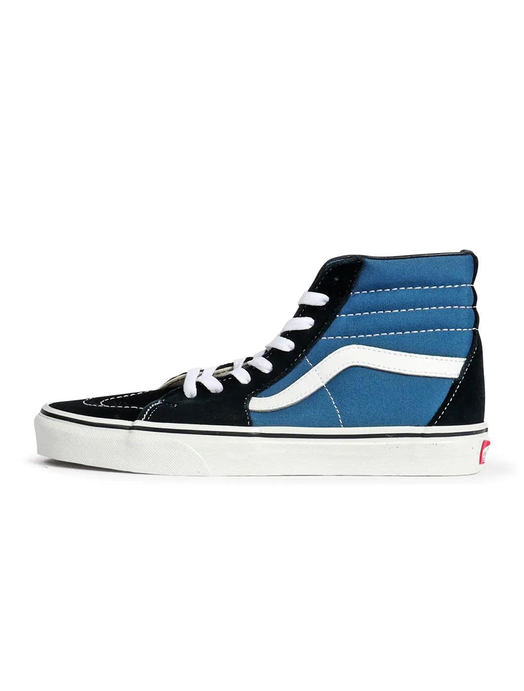 Denim Exchange men's Vans Sk8-Hi high-top shoes in navy and blue canvas