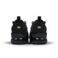 Black Nike Men's Air VaporMax Plus sneakers, side view with visible VaporMax cushioning sole