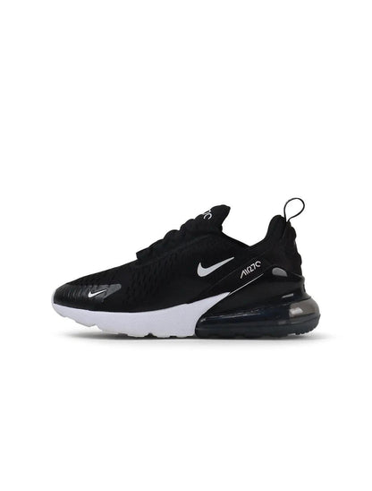 Nike women's Air Max 270 black and white sneakers, side view