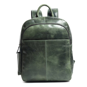 Green Italian leather backpack by Classy Leather Bags, stylish and spacious with adjustable straps and top handle.