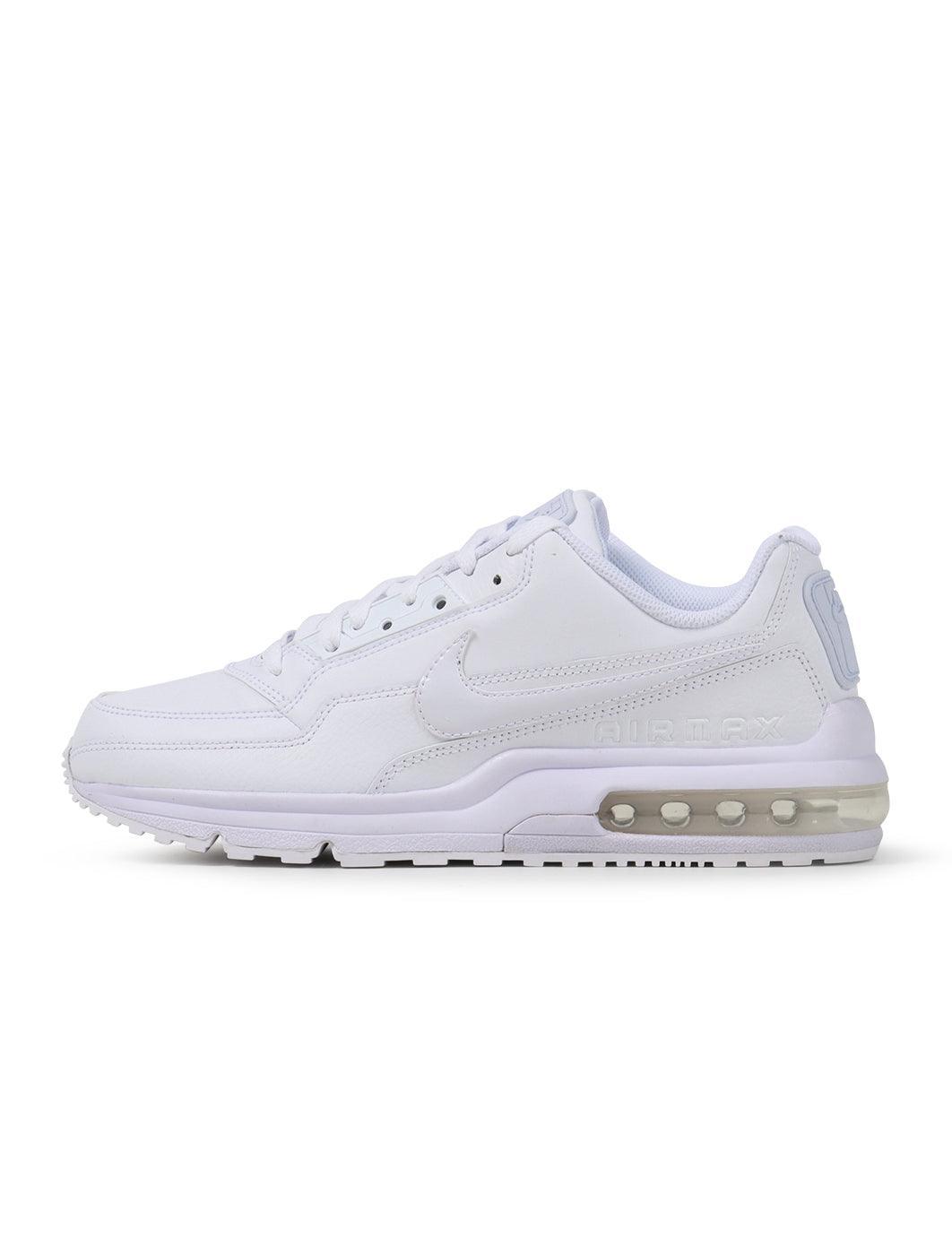 White Nike Men's Air Max LTD 3 sneakers, side view with visible Air Max cushioning and classic low-top design
