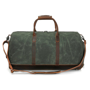 Double Oak Essentials weekender travel bag with sturdy handles and spacious interior, perfect for short trips and travel.