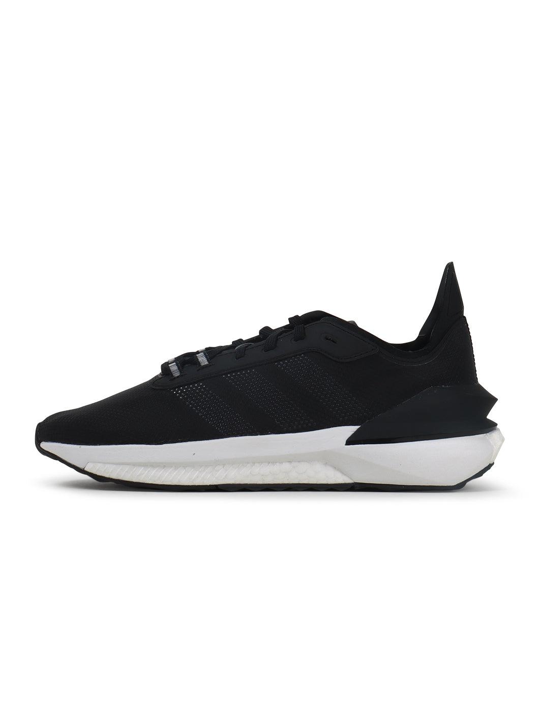 Black Adidas Mens Avryn footwear featuring sleek design and athletic style, perfect for casual and active wear.