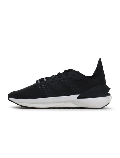 Black Adidas Mens Avryn footwear featuring sleek design and athletic style, perfect for casual and active wear.