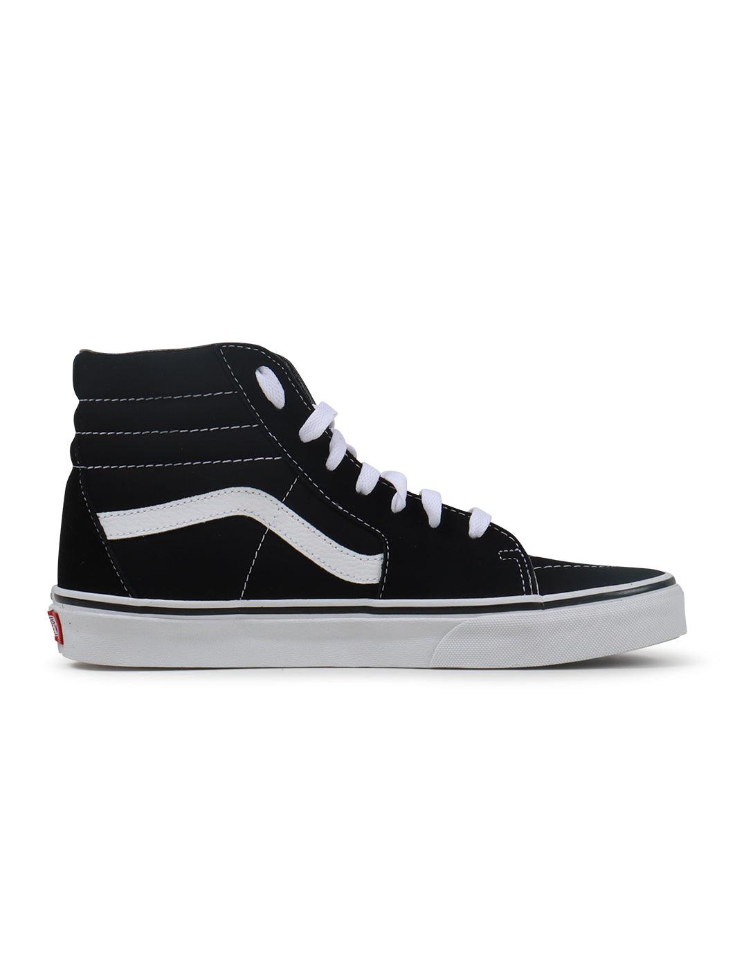 Denim Exchange men's Sk8-Hi Tapered footwear in black with True White accents and high-top styling