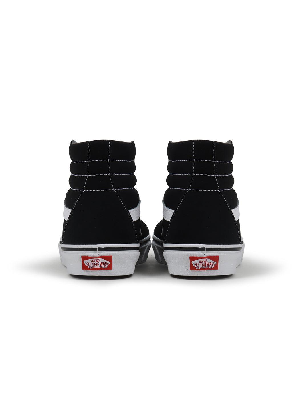 Men's black and white Vans Sk8-Hi Tapered sneakers with high-top design and classic side stripe