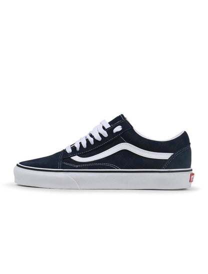 Men's Vans Old Skool sneakers in Parisian Night Monogram design, showcasing black and white canvas and signature side stripe.