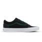 Vans men's Old Skool sneakers in stone green color, showcasing the classic skate shoe design with white side stripe and rubber sole.