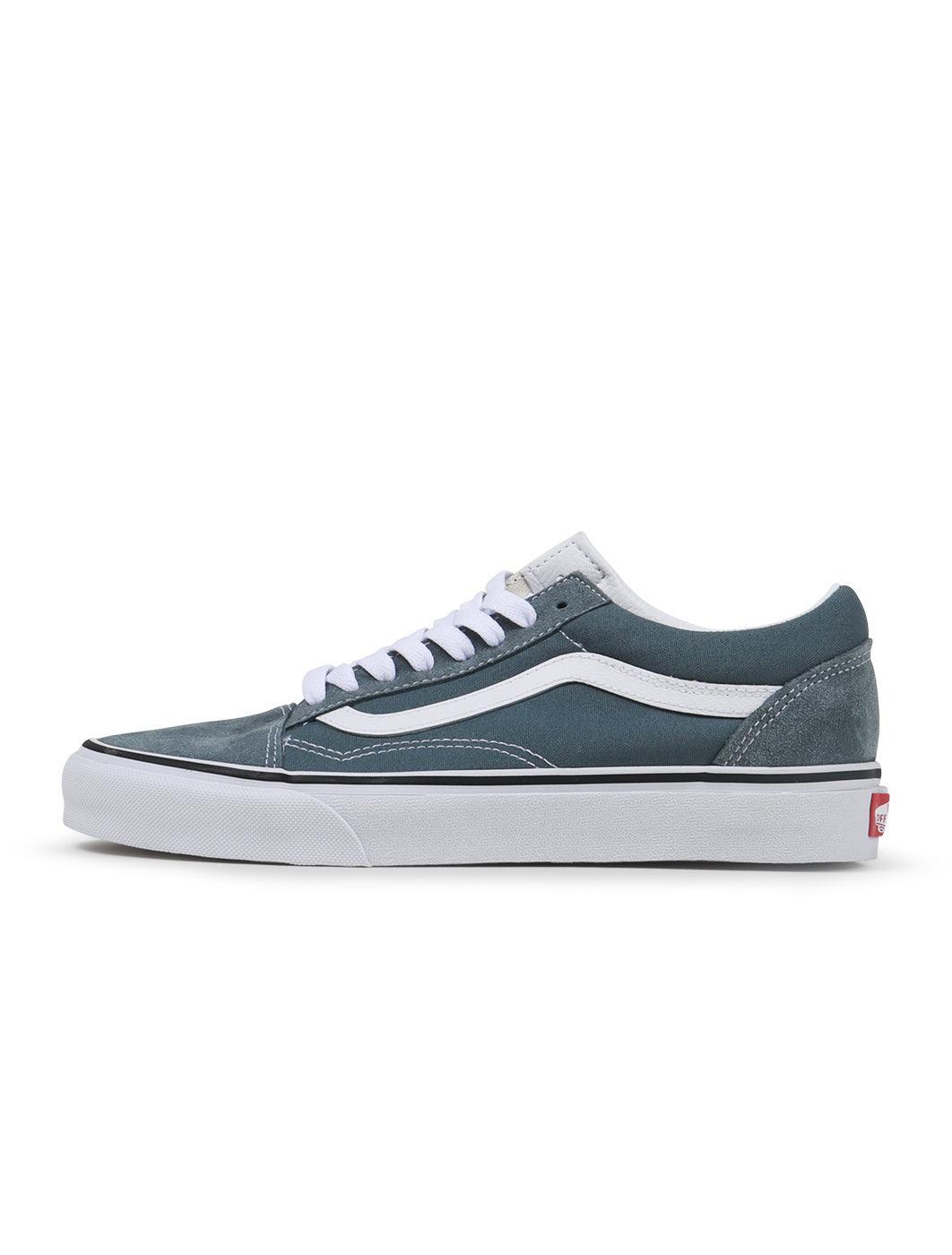 Vans Men's Old Skool Stormy Weather skate shoes with black and gray canvas and suede upper, low-top design, and white side stripe.