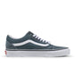 Vans Mens Old Skool Stormy Weather sneakers with gray and black canvas and suede, classic skate shoe style.