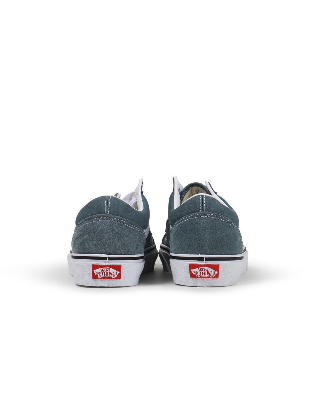 Vans Men's Old Skool Stormy Weather sneakers with black and gray canvas and leather accents, casual skate shoe style.