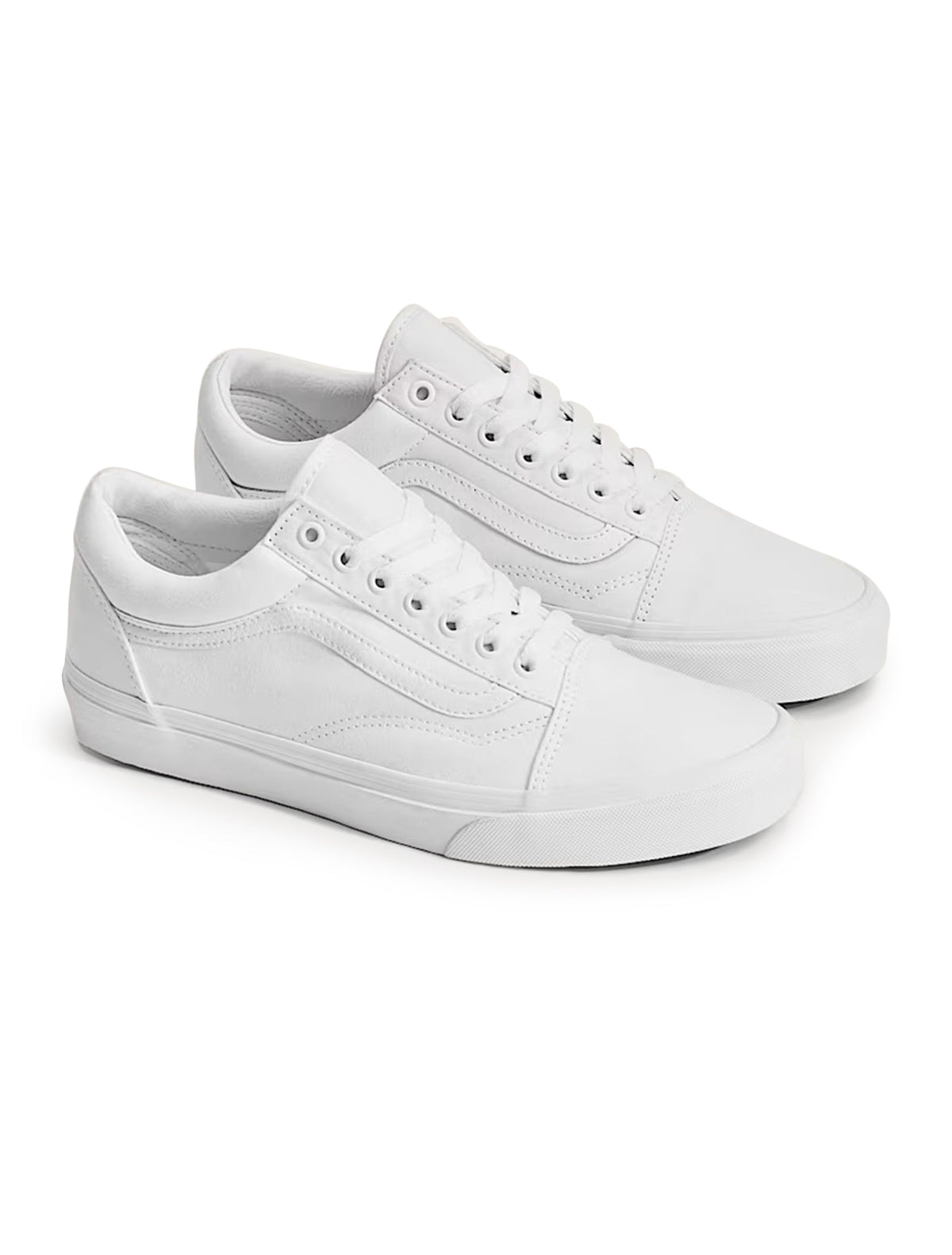 Denim Exchange men's Vans Old Skool Lowpro white sneakers with low-top design and classic side stripe