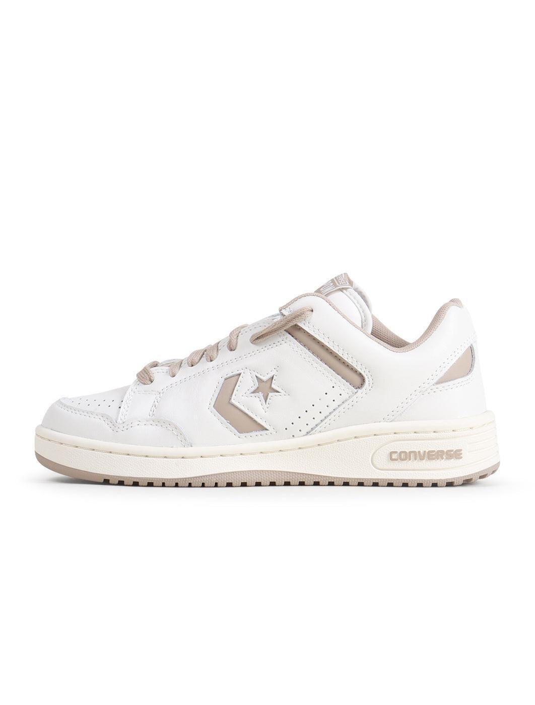 Converse men's Weapon Low sneakers in natural ivory, casual footwear with white laces and rubber sole, stylish and comfortable.